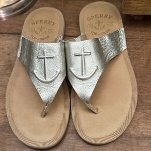 Sperry Metallic Sea Port Anchor Thong Sandals